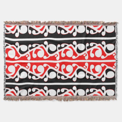 Maori Kowhaiwhai Tribal Pattern Throw Blanket