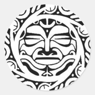 Maori Mask Classic Round Sticker