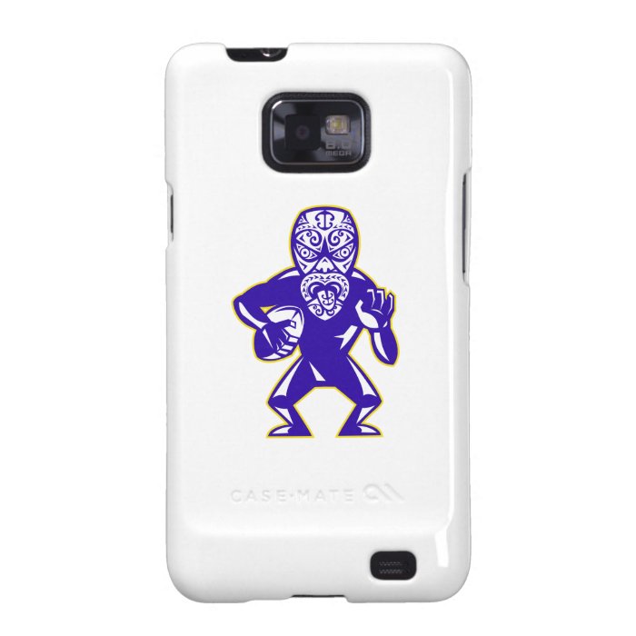 Maori Mask Rugby Player Running With Ball Fending Samsung Galaxy Cases