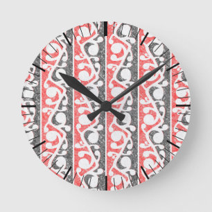 Maori New Zealand Distressed Pattern Round Clock