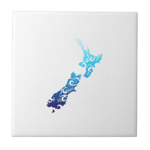 Maori New Zealand Map Tribal Tattoo Gift Idea Ceramic Tile