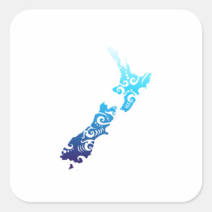 Maori New Zealand Map Tribal Tattoo Gift Idea Square Sticker