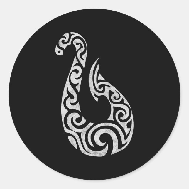 Maori New Zealand Polynesian Fish Hook Charm Classic Round Sticker (Front)