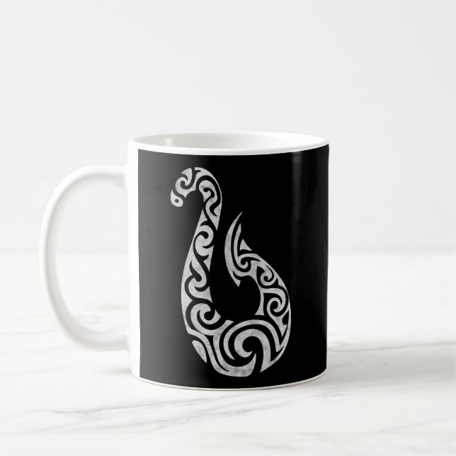Maori New Zealand Polynesian Fish Hook Charm Coffee Mug (Left)