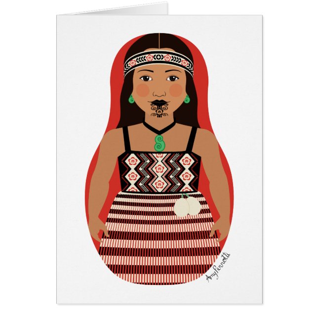 Māori, New Zealander Matryoshka Card (Front)