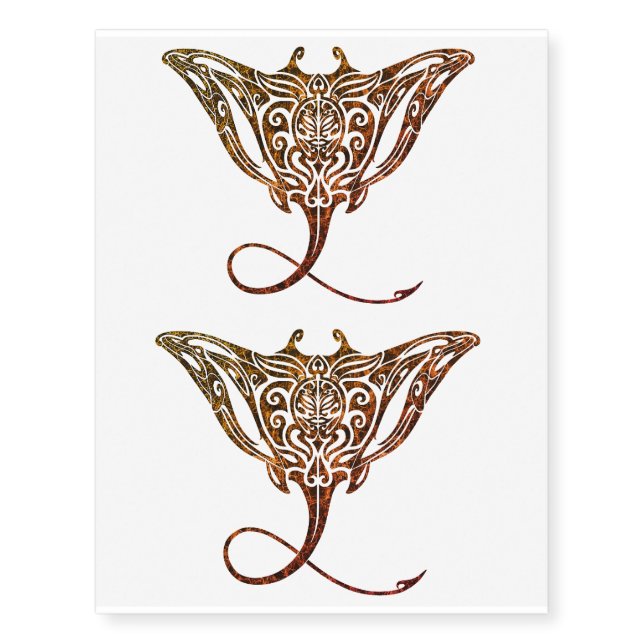 maori pattern stingray temporary tattoo x2 (Front)