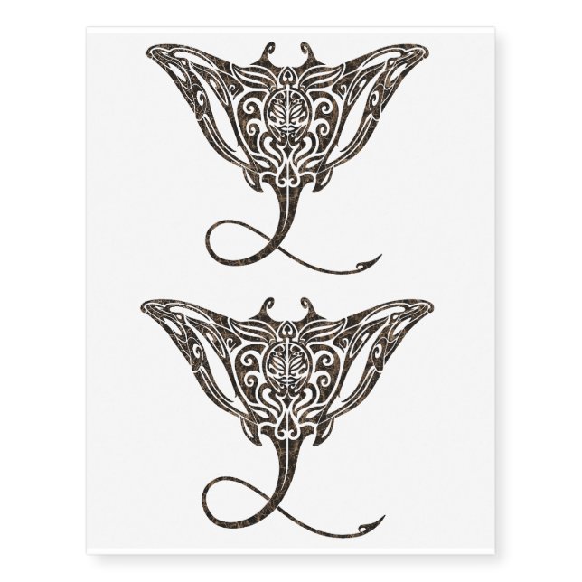 maori pattern stingray temporary tattoo x2 (Front)
