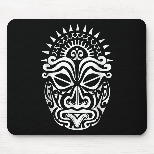 Maori Polynesian Tattoo Haka Dance Face Mask Head  Mouse Pad (Front)