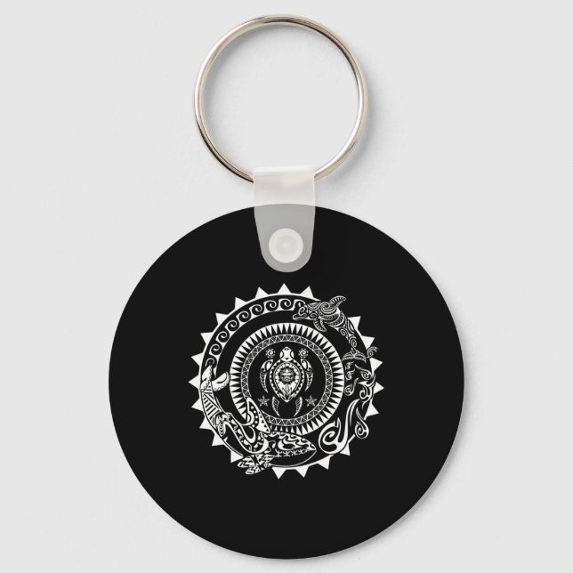 Maori Polynesian Tattoo Orca Dolphin Turtle Scuba  Keychain (Front)