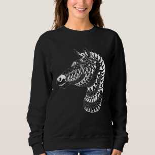 Maori Polynesian Tattoo Zebra Horse Quilted Zebra Sweatshirt