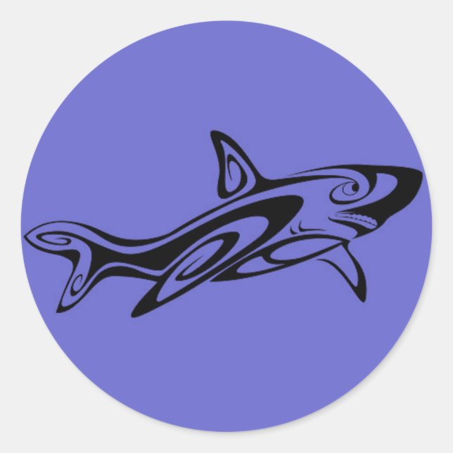 Maori Shark Classic Round Sticker (Front)