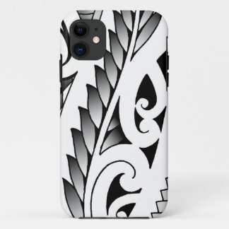 Maori silverfern tattoo pattern with fern leafs iPhone 11 case