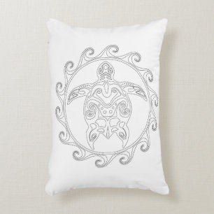 Maori Sun Tribal Turtle Adult Coloring Pillow
