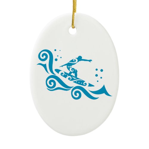 Maori Surfer With Waves Gift Idea Ceramic Ornament