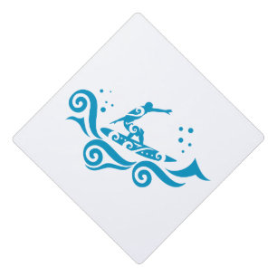 Maori Surfer With Waves Gift Idea Graduation Cap Topper