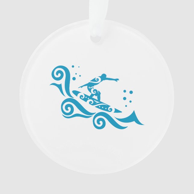 Maori Surfer With Waves Gift Idea Ornament (Front)