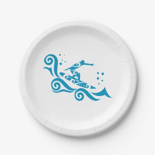 Maori Surfer With Waves Gift Idea Paper Plates