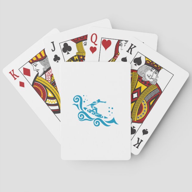 Maori Surfer With Waves Gift Idea Poker Cards (Back)