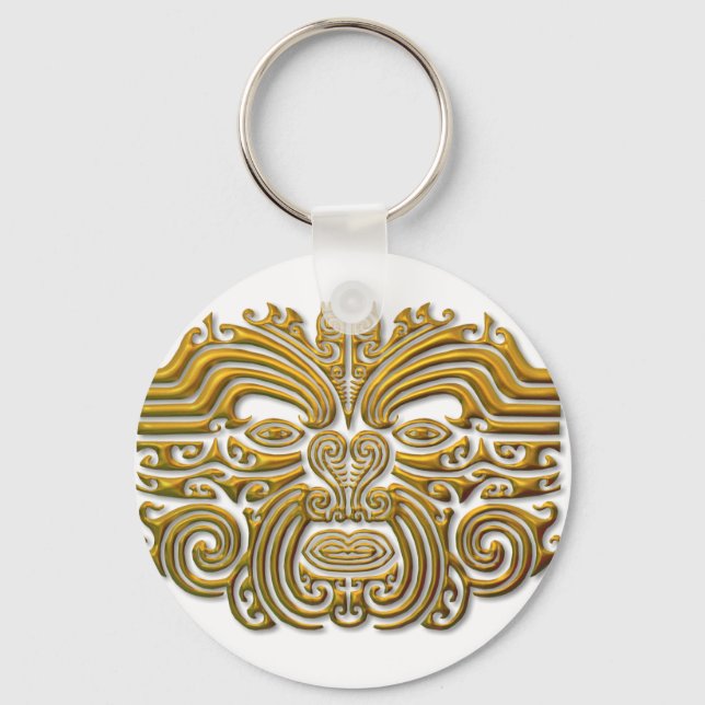 Maori Tattoo - Gold Keychain (Front)
