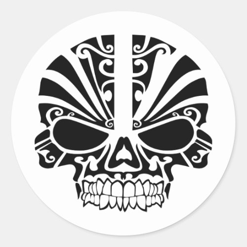 Maori Tattoo Mask Skull Classic Round Sticker