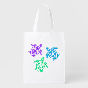 Maori Three Turtles Group Tattoo Gift Idea Grocery Bag