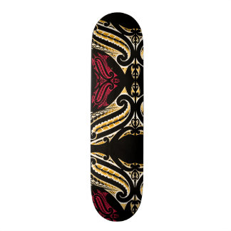 Maori traditional moko design in red& yellow skateboard deck