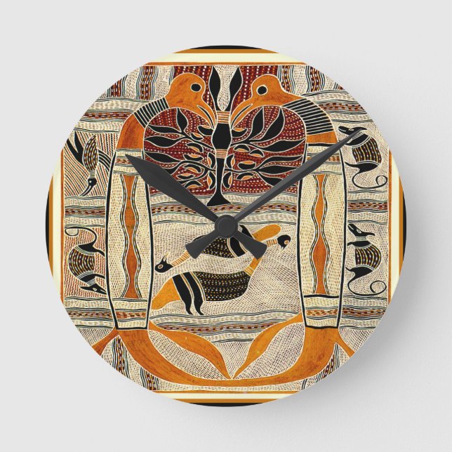 Maori Tribal Animal Spirits Round Clock (Front)