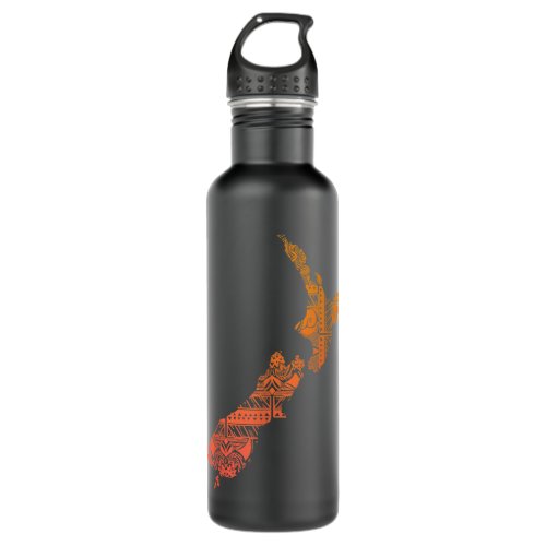 Maori Tribal Polynesian New Zealand Culture Tattoo Stainless Steel Water Bottle