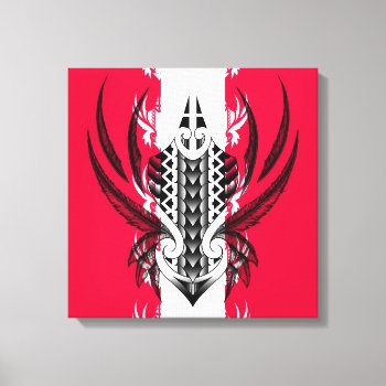 Maori Tribal Tattoo With Realistic Feathers Canvas Print by MarkStorm at Zazzle