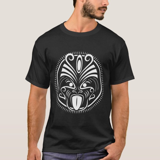 Maori Warrior Haka Dance Sticking The Tongue Out T-Shirt (Front)
