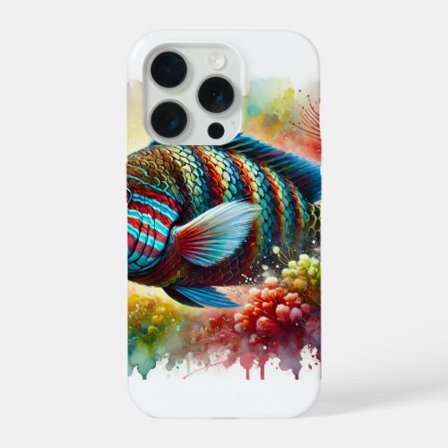 Maori Wrasse 210624AREF109 _ Watercolor iPhone 15 Pro Case