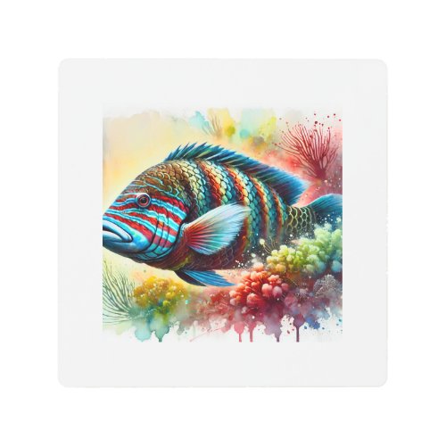 Maori Wrasse 210624AREF109 _ Watercolor Metal Print