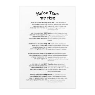 Maoz Tzur Hanukkah Song Full Hebrew & Transcript Acrylic Print