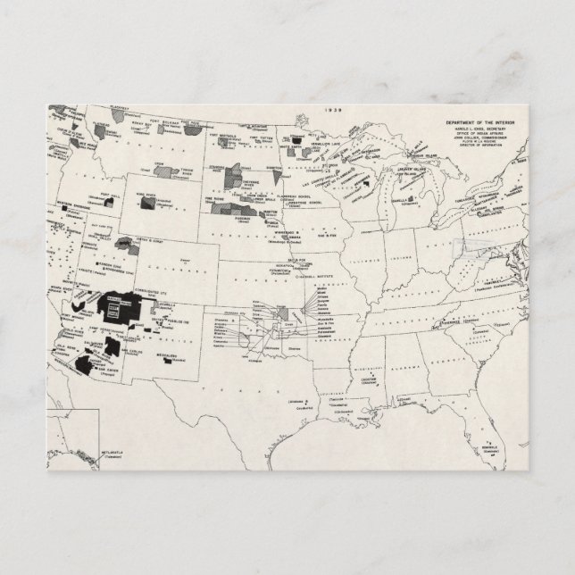 MAP: AMERICAN INDIANS 2 POSTCARD (Front)