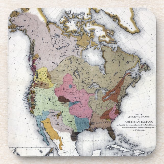 MAP: AMERICAN INDIANS 3 DRINK COASTER (Front)