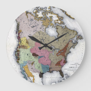 MAP: AMERICAN INDIANS 3 LARGE CLOCK