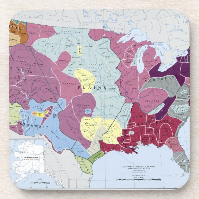 MAP: AMERICAN INDIANS BEVERAGE COASTER (Front)