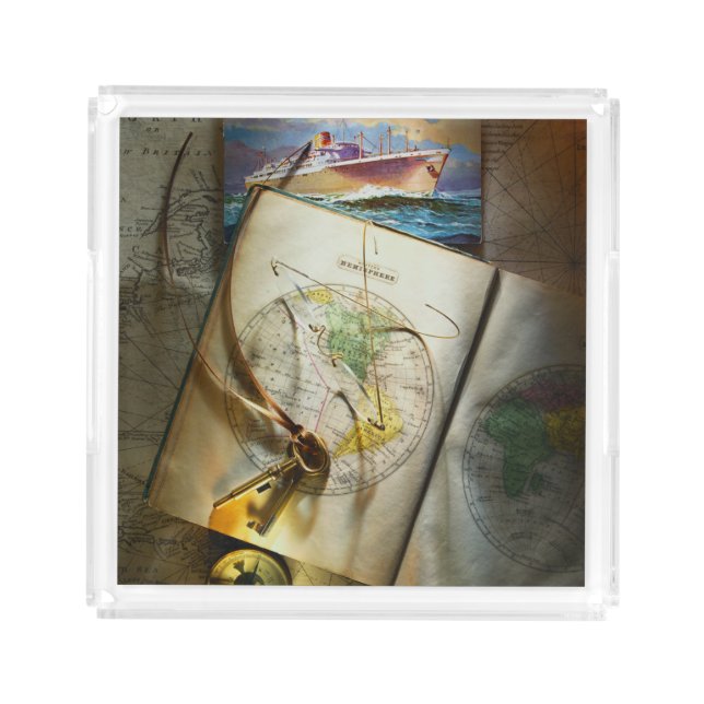 Map And Compass Acrylic Tray (Front)