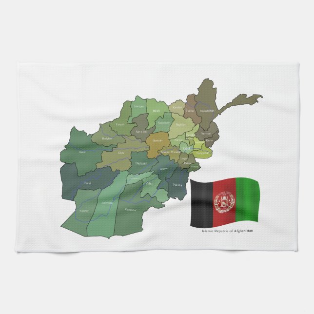 Map and Flag of Afghanistan Towel (Horizontal)