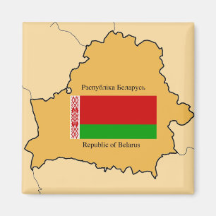 Map and Flag of Belarus Magnet