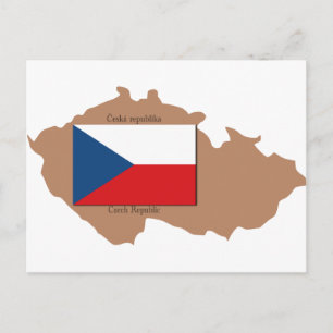 Map and Flag of Czech Republic Postcard