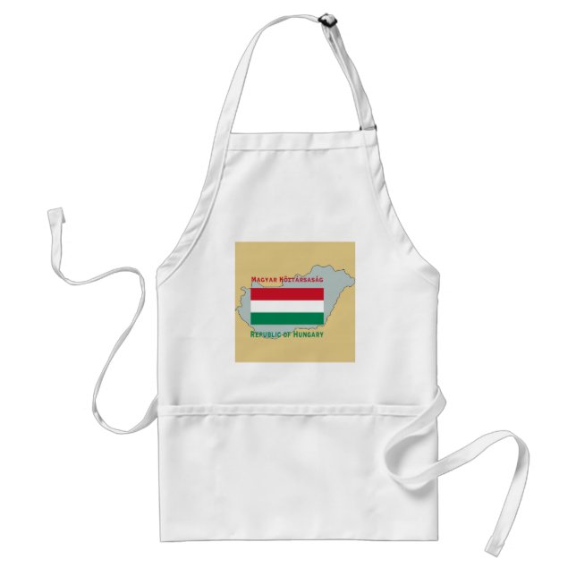Map and Flag of Hungary Adult Apron (Front)