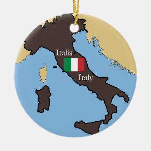 Map and flag of Italy Ceramic Ornament