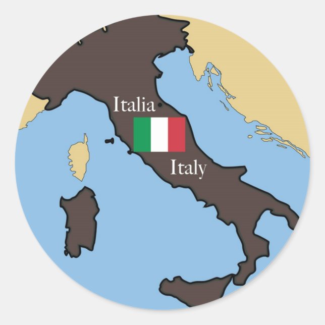 Map and flag of Italy Classic Round Sticker (Front)