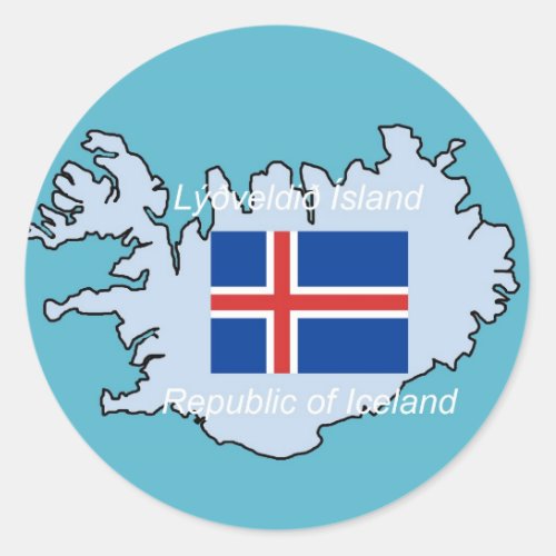 Map and Flag of Republic of Iceland Classic Round Sticker