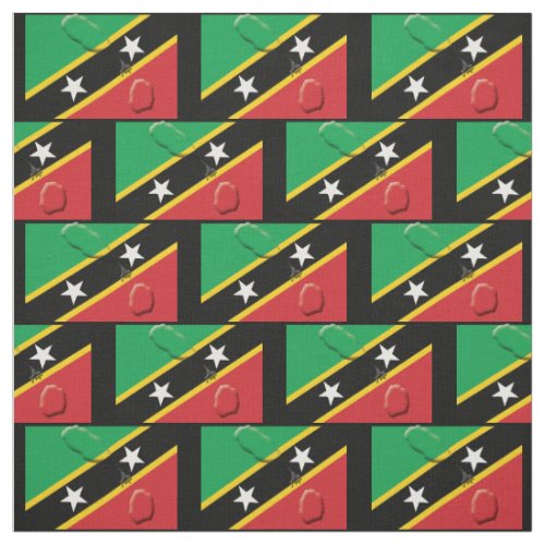Map and Flag of ST KITTS Fabric