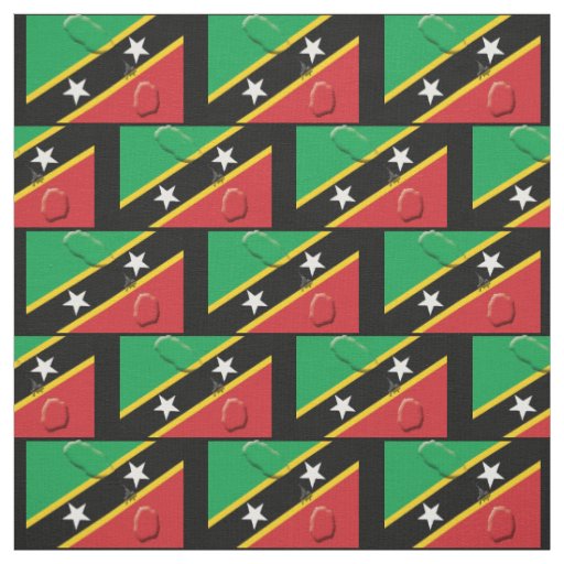Map and Flag of ST KITTS Fabric