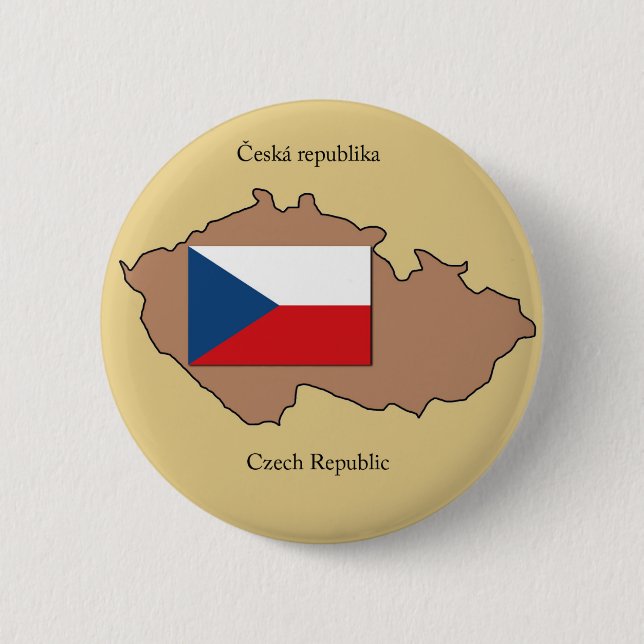 Map and Flag of the Czech Republic Pinback Button (Front)