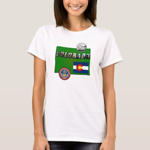 Map and Picture Text of Colorado T_Shirt