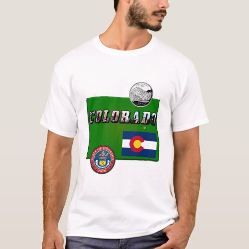 Map and Picture Text of Colorado T_Shirt